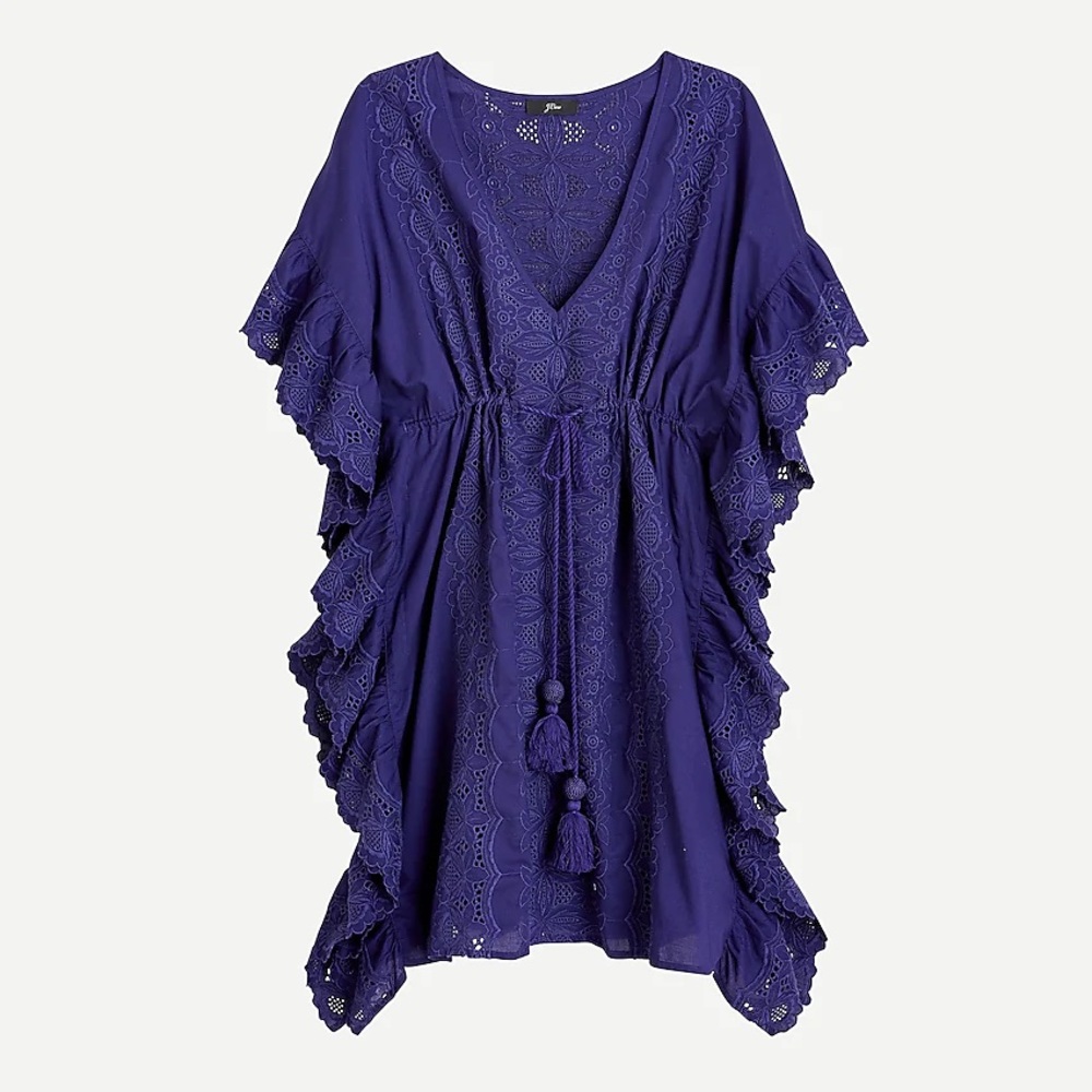 J. Crew Ruffle Tunic Coverup w Tassels - Indigo